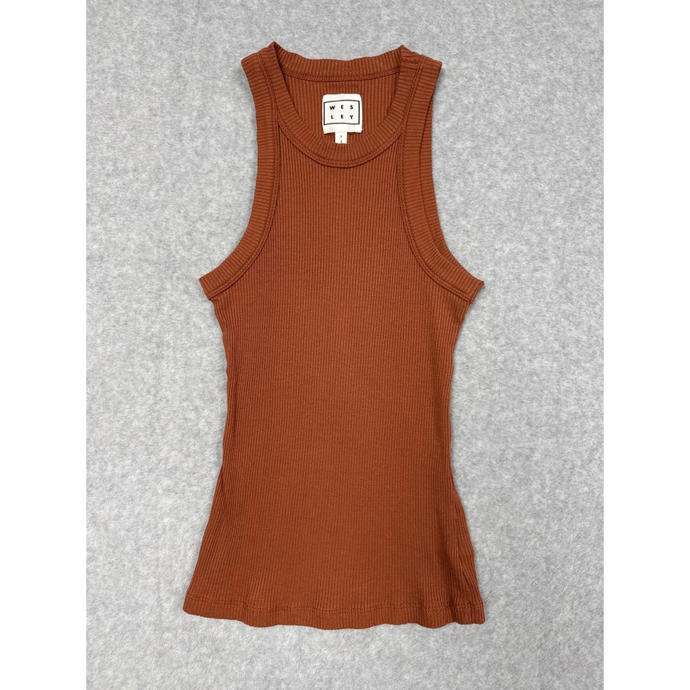 WSLY The Rivington Ribbed Stretch-tencel Lyocell Tank Brown Womens S Minimalist - Picture 2 of 7